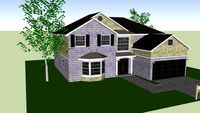 Powder Blue Shingle and Stone House