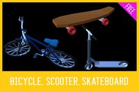 Bicycle, scooter, skateboard