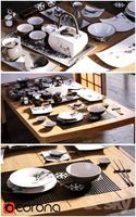A set of dishes in the Japanese style. / Japanese-style tableware.