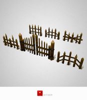 Low Poly Fence Set 01