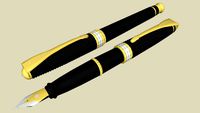 Xartier Collection: Gold and Black Marble Fountain Pen.