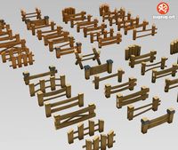 Low Poly Wooden Fence