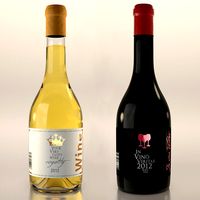 Photorealistic Wine Bottles with Label Design