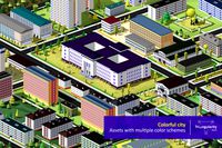 Low poly buildings with multiple color schemes - Colorful City