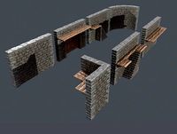 Modular Package stone wall Low Poly
