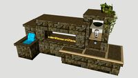 Euro See-Thru Fireplace Set with Water Feature (48” Gas)