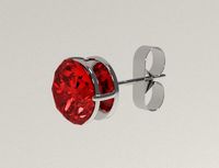 Silver Ear Stud with Rubin