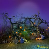 Low Poly Cemetery Halloween Set