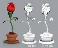 Cartoon Rose in the pot