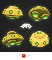 Low Poly Space Invader Alien 05