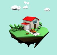 Low Poly Style - House Scene