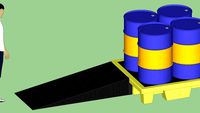 Industrial Series - Equipment - Container - Drum - Spill Containment Pallet w/ Ramp and Drums