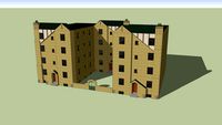 A 1920's artdeco apartment building with courtyard