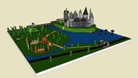 Hogwarts castle + quidditch pitch , hagrids hut , ..... ( Harry Potter )