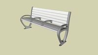 Forms+Surfaces Backed Trio Bench, 6 foot, backed, extruded aluminum slats, two armrests