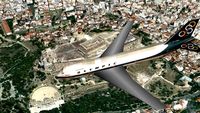 B747 flying over Athens