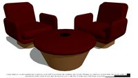 CLUB CHAIRS #1 & CUPCAKE OTTOMAN BY JOHN A WEICK RA