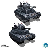 Low Poly Cartoon Middle Tank