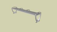 Forms+Surfaces Trio Bench, 8 foot, backless, extruded aluminum slats, two armrests