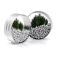 Two Plants in Round Metal Pots