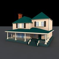 american low-poly country house