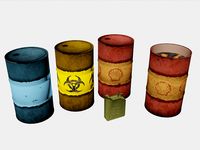 Low poly Barrells and Canister