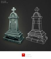 Low Poly Grave Stone 04