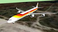 IBERIA Airbus A340 despegando de Barcelona El Prat, Barcelona, España.