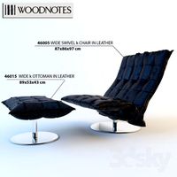 Chair and ottoman Woodnotes WIDE SWIVEL k CHAIR IN LEATHER