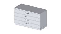 Unterschrank, 311-964, 1200x720x520mm, Stahlsockel, 4 Schubkästen