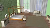 green and brown bedroom