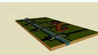 river with 4 bridges, a church, fort & turret