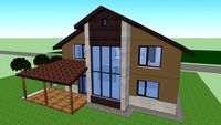 Дом двухэтажный с панорамным окном. Two-storey house with panoramic window.