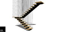 Half Landing Staircase, Custom Metal and Wood Stairs