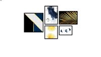 Composição de 5 quadros - Gold'n Blue