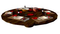Covered round dining table