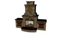 Bristol Fireplace with Wood Box Set Gascony Tan with Ashbury Haze accents