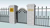 Cambridge Column Mailbox with Gate and Fence