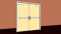Commercial Wood Double Door (Type 2 Frame) - 36 in /w Door Closer and Vert Pushbar Opener - Style 2