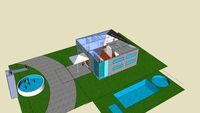 home with large galss in living room