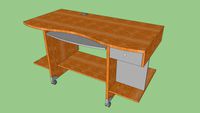 Wooden desk on wheels