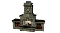 Brighton Fireplace with wood box set_Cotswold Mist with Brookstone Slate accents
