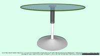 DINING TABLE ADJ HT 42DX.5T GL TOP NO COLOR BASE BY JOHN A WEICK RA