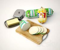 Cheese sausage, tofu, cheese packaged mayonnaise.