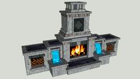 Cordova Fireplace, Hearth, Wood Box Set, Water Feature Pair