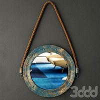 Round Blue Metal Mirror / ZARA HOME