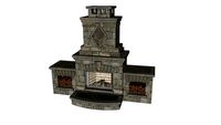 Bristol Fireplace with wood box set Cotswold Mist with Brookstone Slate Accents