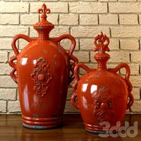 Ваза красная с кракелюрами