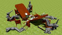 A turtle falls out of the sky and lands on a Dinner Table!