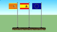 BANDERAS ESPAÑA ARAGON Y EUROPEA